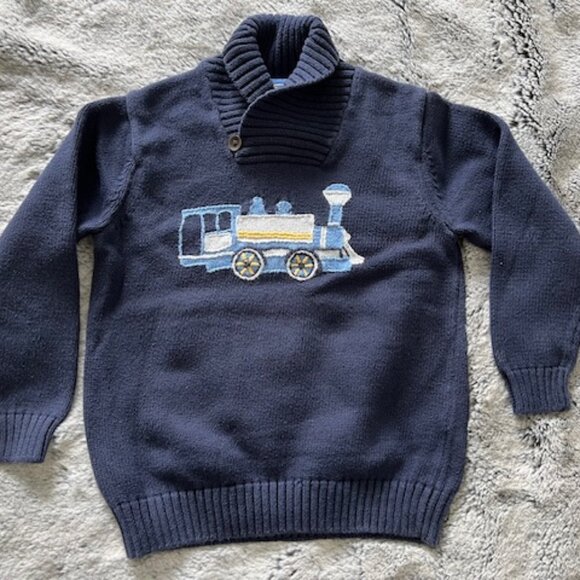 Janie and Jack Cotton Train Sweater - Picture 1 of 4